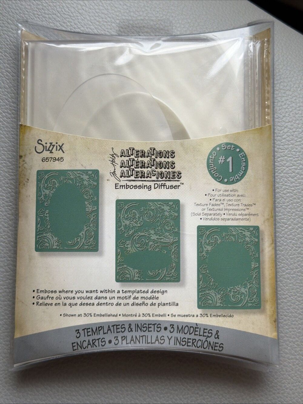 Sizzix Tim Holtz Embossing Diffuser 657945 Set #1 Templates & Inserts Oval Circl
